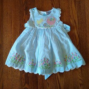 Easter Dress - Blue and White checkered embroidery - NWT - 12M